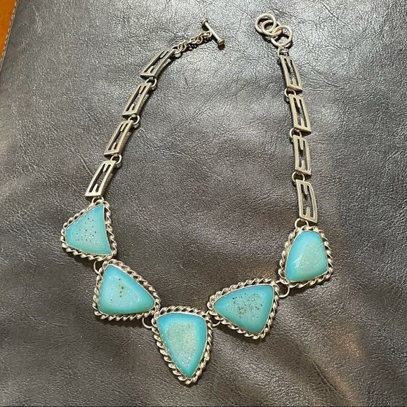 💰Artisan made SS 925 Druzy necklace twisted bezel